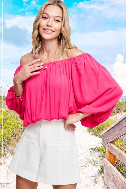 Off Shoulder Top with Lantern Sleeves