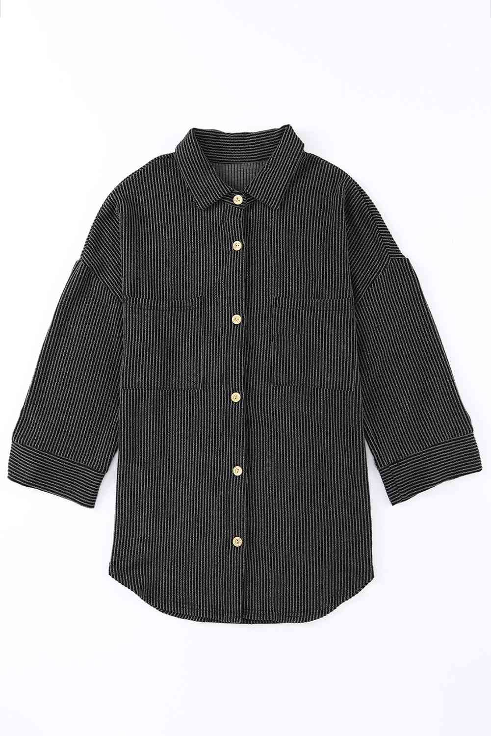Dropped Shoulder Long Sleeve Shirt with Pockets